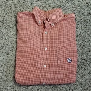 Clemson Orange Gingham Dress shirt size medium